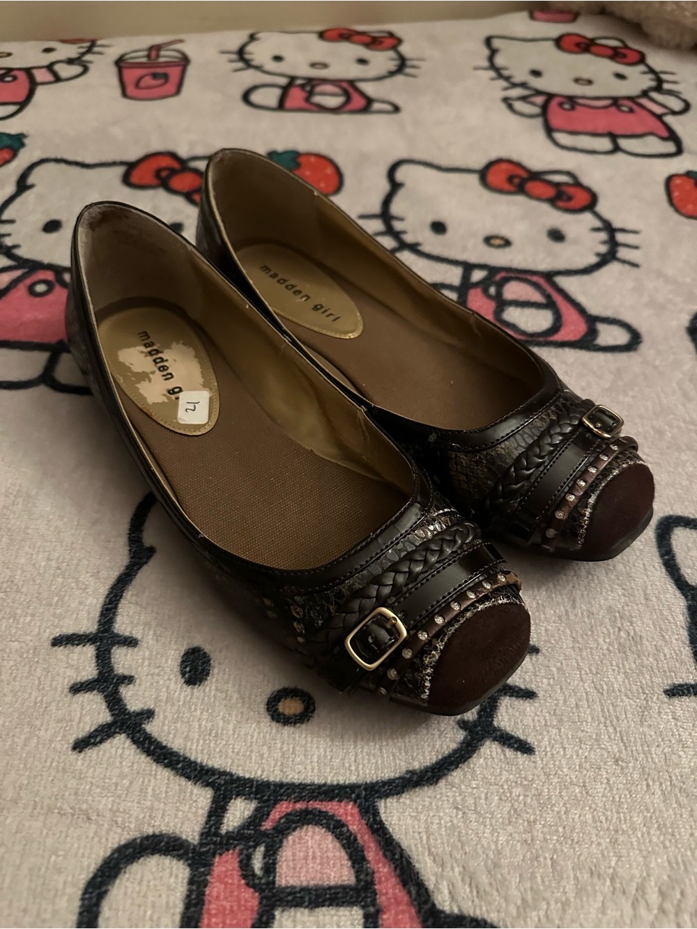 Madden Girl Brown Embellished Braided Ballet Flats